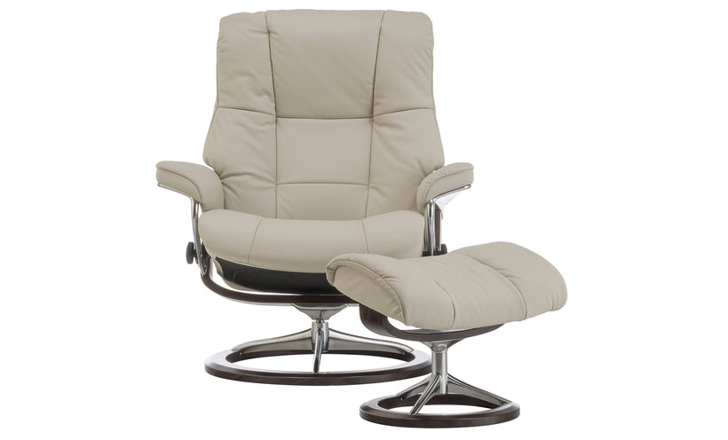 Stressless Mayfair Light Grey Chair and Ottoman (Large)